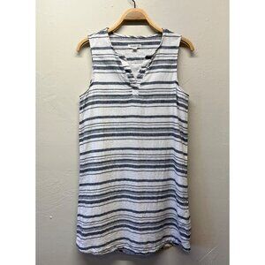 Beach Lunch Lounge Linen Blend Shift Dress Womens Small Striped Coastal Beach